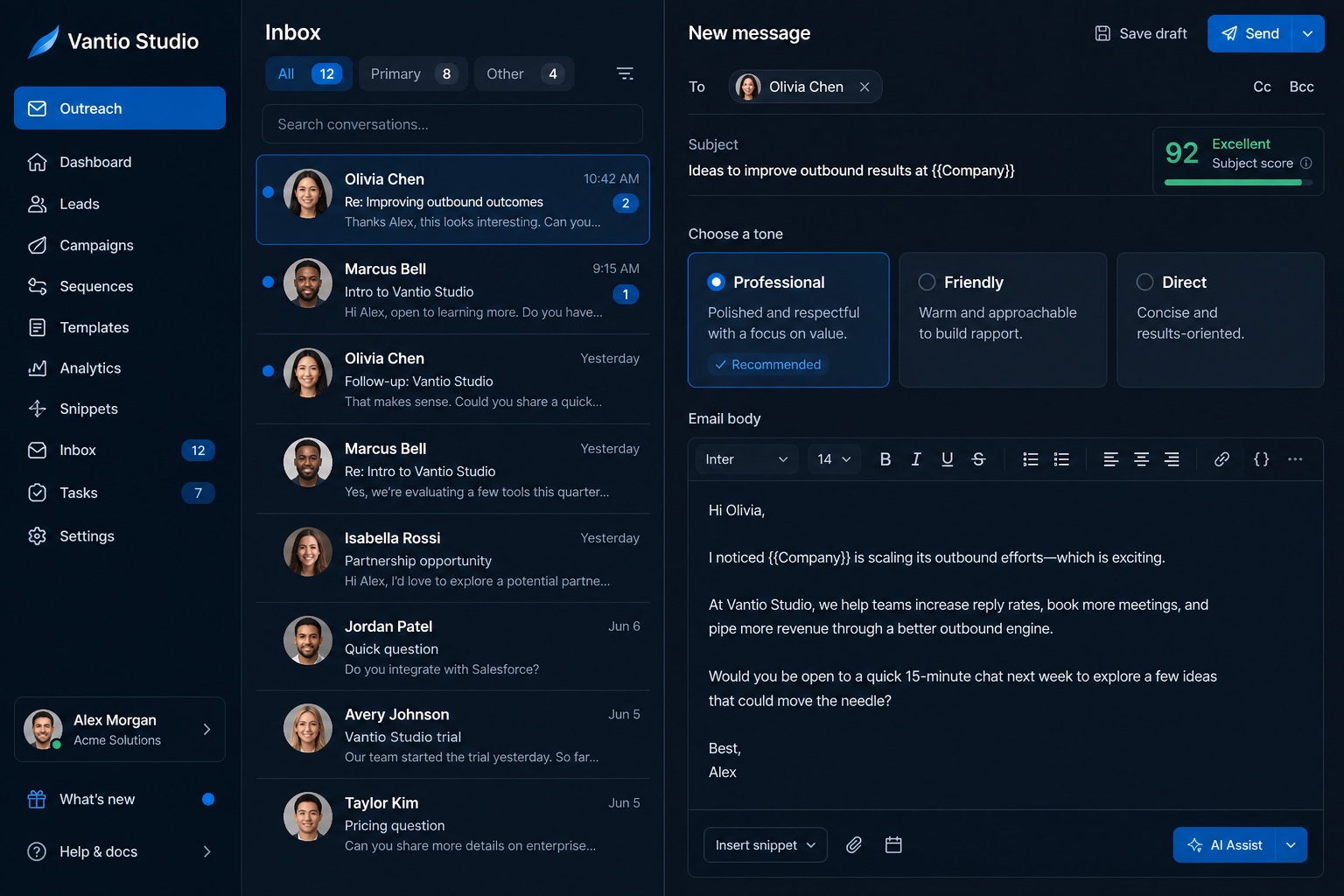 Vantio Studio — Web App